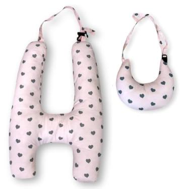 Imagem de Travesseiro de Viagem em Formato H com Almofada de Pescoço – Fibra Siliconada – Infantil e Adulto(CORAÇÃO)