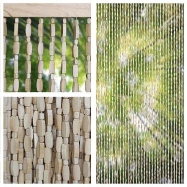 Imagem de Cortina com contas de bambu para portas, contas feitas à mão, boho, com contas, divisória de madeira natural para decoração de janela de entrada de armário (natureza, 90 × 190 cm)