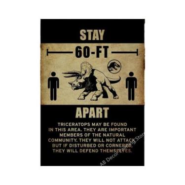 Imagem de Placa De Advertência Vintage De Dinossauro, Pôster Retrô, Arte Estétic
