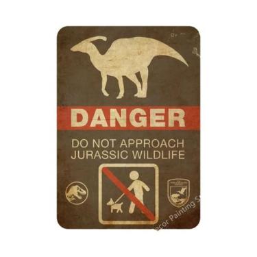 Imagem de Placa De Advertência Vintage De Dinossauro, Pôster Retrô, Arte Estétic