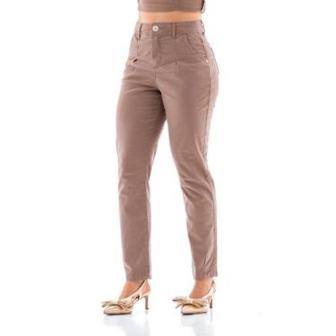 Imagem de Calça Sarja Feminina Arauto Slouchy, Marrom, 38