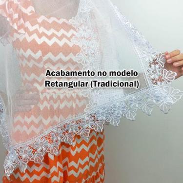 Imagem de Véu Ccb Adulto Renda Guipir Floral Média Congregação Cristã no Brasil 