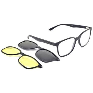 Imagem de Oculos ClipOn Solar Lente Amarela P/ Noite Armação Smart 954, Preto