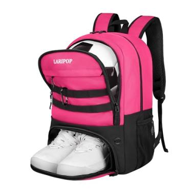 Imagem de LARIPOP Mochila de futebol, bolsa de futebol com suporte de bola e compartimento para sapatos, bolsas de treinamento de equipamentos esportivos para basquete, futebol, vôlei e acessórios