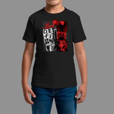 Imagem de Camisetas Infatil Básica Casual Confortável Gola Redonda Deai, Preto, 
