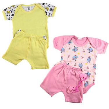 Imagem de Conjunto 2 Peças Bebê Verão Body Manga Curta e Shorts Casual Com Bolso