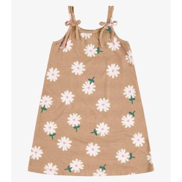 Imagem de Vestido Infantil Visco Maquinetada Rovi Kids Marrom, 6, Marrom