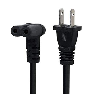 Imagem de TV Power Cord 12FT US 2 Prong to IEC 320 C7(Figure 8) Right Angle-Down Angle AC Power Cord,Upward Downward Angled Figure 8 (C7) Replacement Cord for LED LCD TV Monitor Apple TV, Sony PS4, PS3 Slim