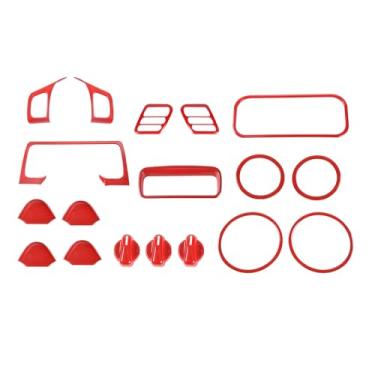 Imagem de SQQP 18 peças de capa de kit de acabamento interior adequada para Jeep Wrangler TJ 1997-2006, painel de ar condicionado, interruptor de ar condicionado, moldura para telhado, iluminação circular