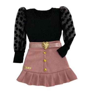 Imagem de Conjunto Infantil Mini Diva Blogueirinha Moda Meninas Luxo, Preto, Ros