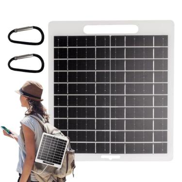 Imagem de Painel Solar - Painel Solar Externo com Portas USB e DC para Exterior | Equipamento De Sobrevivência Monocristalino 10W 5-12V Com Mosquetão Para Trekking, Caminhadas, Montanhismo E Autocaravanas