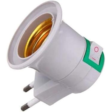 Imagem de Adaptador de Tomada com Bocal E27 para Lâmpada, Soquete com Interruptor, Plug Europeu, Branco