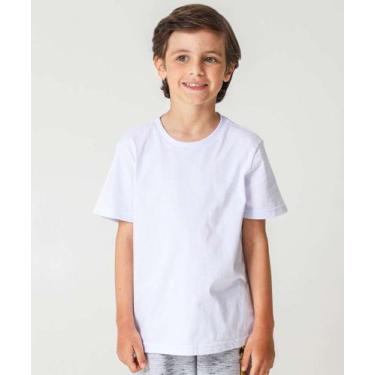 Imagem de Camiseta Infantil Manga Curta Básica MR Tam 4 a 10 Bra-32013, Branco, 
