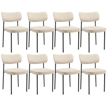 Imagem de Kit 08 Cadeiras Decorativa Estofada Para Sala De Jantar Melina L02 Linho Palha - Lyam Decor