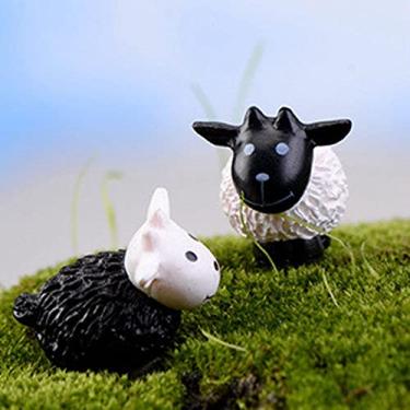 Imagem de Estatueta em miniatura cabra DIY ornamentos micro paisagem fazenda simulação boneca pequena estátua resina artesanato (2 peças)