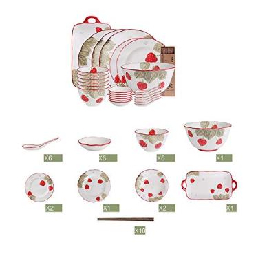 Imagem de Conjunto de jantar de cerâmica, cozinha e serviço de jantar, criatividade, cozinha, conjunto de pratos, tigelas, pratos e tigelas para piquenique, trailer, uso criativo, decoração de mesa de villa