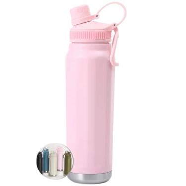 Imagem de Garrafa Térmica Esportiva 800ml Aço Inox 304 Preta Academia Tampa Antivazamento Alça Dobrável BPA Free Parede Dupla Vácuo Fria 12h Quente 8h Infusor Frutas Portátil Elegante Durável (Rosa)