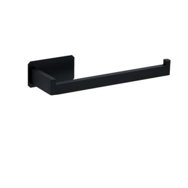 Imagem de Conjuntos de ferragens de banho de perfuração preta suporte de papel higiênico toalheiro barra trilho gancho de roupão para acessórios de produtos de banheiro, suporte de papel preto B