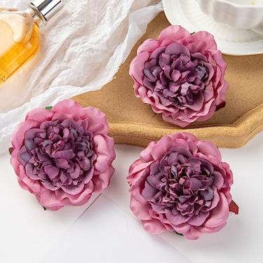 Imagem de 10 peças de flores artificiais decoração de casa casamento jardim rosa arco falso peônia natal garla, ameixa, 5 peças