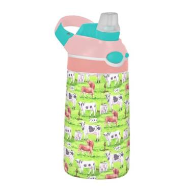 Imagem de xigua Garrafa de água Tritan Farm Animals com bico de silicone, 480 ml, portátil, à prova de vazamento, utensílios esportivos com botão bloqueável e alça larga