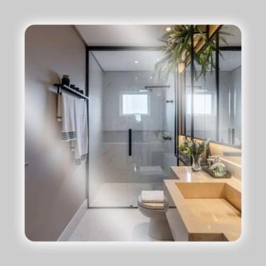 Imagem de Espelho Quadrado Led 58X58 Banheiro Iluminado Led Quente Ou Frio - Gen