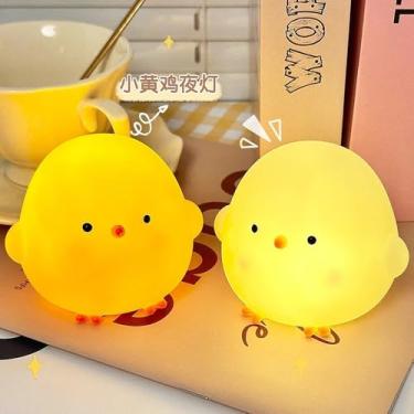 Imagem de Luminaria Abajur Pintinho Pato Led Colorido Silicone Touch Recarregavel Para Criança e Decorações