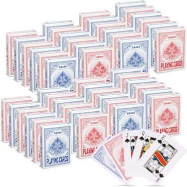 Imagem de Zubebe 48 Pack Playing Cards Bulk Deck of Cards 2.25 Inch x 3.5 Inch Poker Size Standard Index Red and Blue Travel Playing Item for Activities Party Supplies Games Novelty Gift (Simple)