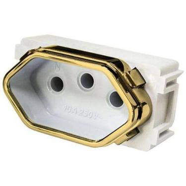Imagem de Modulo Tomada 10A - Dicompel Novara Branco Gold