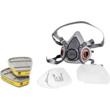 Imagem de Kit Respirador Semifacial 6200 com Cartucho de Filtros 6003 Amarelo, H