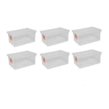 Imagem de 6 Caixas Plásticas C/ Tampa Organizadora Multi Uso 20 Litros - Pleion
