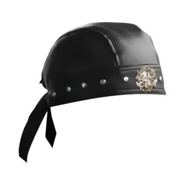 Imagem de Bandana De Couro Preta Com Caveira Para Capacete De Moto, Presente De 