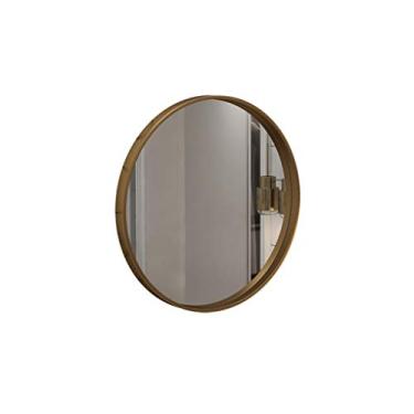 Imagem de Espelho de parede de ferro forjado nórdico espelho de maquiagem redondo dourado espelho de banheiro (tamanho: 70 cm)