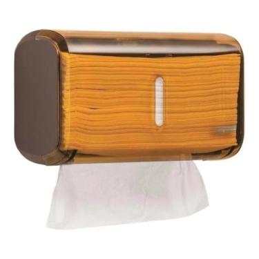 Imagem de Porta Papel Toalha Interfolha Compacto Marrom Dispenser em ABS para Banheiro e Cozinha