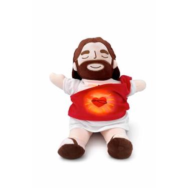 Imagem de Pelúcia que Acalma, Naninha Respira e Ajuda na Hora de Dormir Brinquedo Minha Maria Vive, Luzes e Sons Relaxantes | Figura Jesus que Respira Peluche - Um Presente de Amor e Fé 38cm (Vermelho)