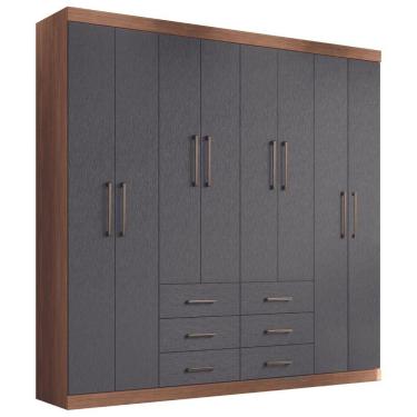 Imagem de Guarda Roupa 8 Portas 6 Gavetas Casal Turim Jabotá Grafite