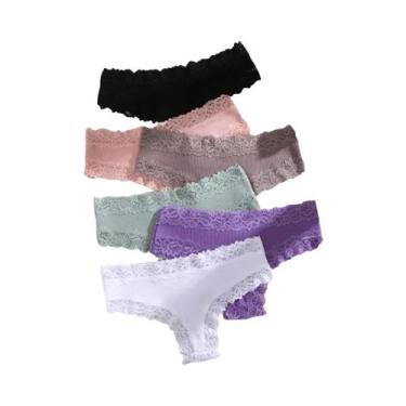 Imagem de Conjunto De Calcinhas Brasileiras De Algodão Com Renda Sexy Para Mulhe