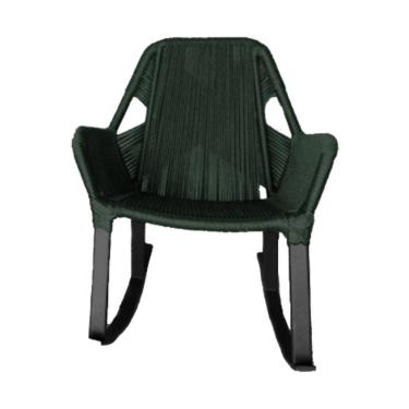 Imagem de Cadeira De Balanço Athenas Corda Náutica Base Em Alumínio Preto-verde Musgo - Cor: Verde