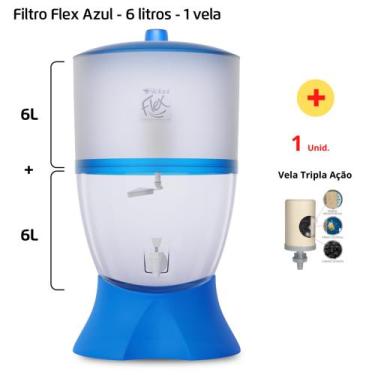 Imagem de Filtro para Água Stéfani Flex Azul 6 Litros 1 Vela 1 Boia + 1 Vela Tri