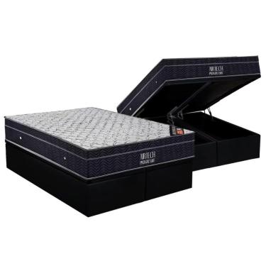 Imagem de Cama Box Baú Queen: Colchão Molas Bonnel Ortobom Nanolastic + Base Black(158X198)