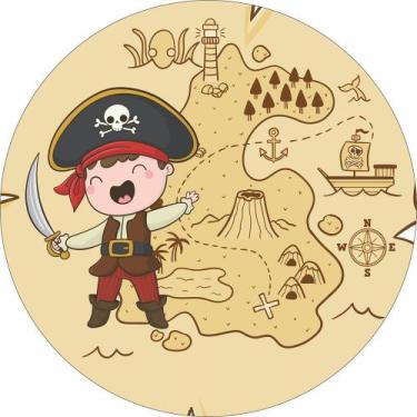 Imagem de Painel de Lona Redondo Pirata Cute Mapa Do Tesouro - Fabrika de Festa,