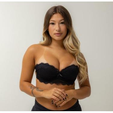 Imagem de Sutiã Bojo sem alça Soutien Renda 3 Tiras Feminino Adulto soutian Sust