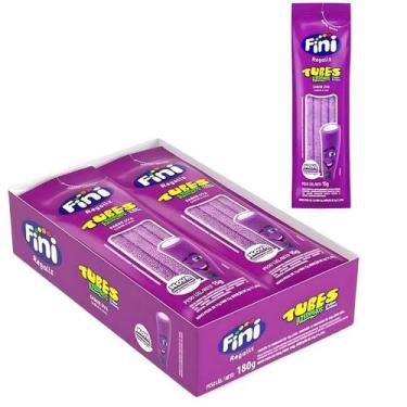 Imagem de Bala Fini Gelatina Tubes Uva Acido Pack 12 Unidades De 15G