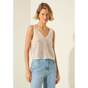 Imagem de Blusa Cropped De Alças Em Malha Tricô Com Foil-Feminino