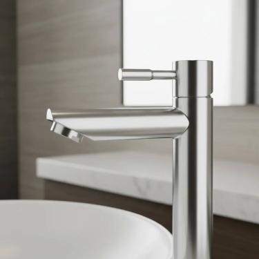 Imagem de Torneira de Inox Cromado Bica Alta para Banheiro e Lavabo de Mesa