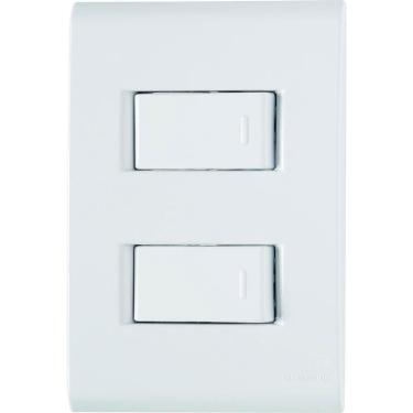 Imagem de Conjunto Liz Branco 4x2 com 1 Interruptor Simples de 10 Ampères E 250 Volts + 1 Interruptor Paralelo
