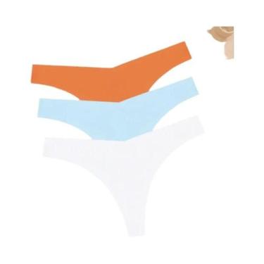 Imagem de Conjunto De 3 Calcinhas Ultrafinas Sem Costura Para Mulheres, Tanga V-