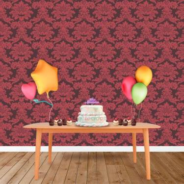 Imagem de Painel Retangular em Jacquard Marrom e Vermelho Medalhão - Jacquard Tr