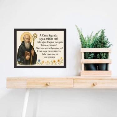 Imagem de Quadro Decorativo Horizontal São Bento Oração 45X34Cm -Vidro - Quadros