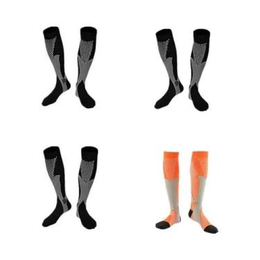 Imagem de Meias De Compressão Masculinas (2, 3 Ou 4 Pares) Para Corrida E Varize