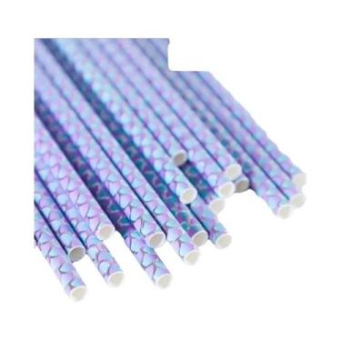 Imagem de Canudos De Papel Descartáveis Tema Sereia Subaquática 25 Peças Para Fe